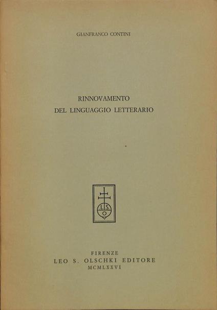 Rinnovamento del linguaggio letterario. Estratto - Gianfranco Contini - copertina