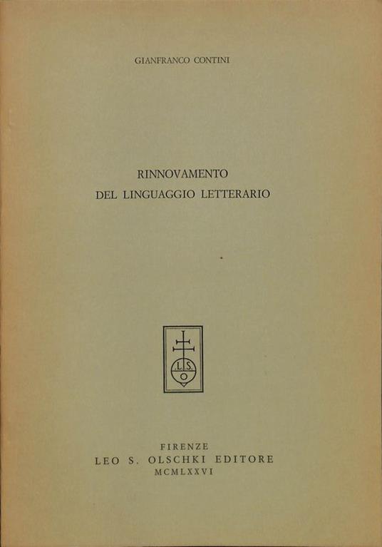 Rinnovamento del linguaggio letterario. Estratto - Gianfranco Contini - copertina