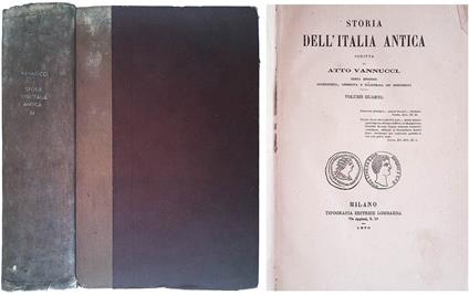 Storia dell'Italia antica. Volume Quarto - Atto Vannucci - copertina