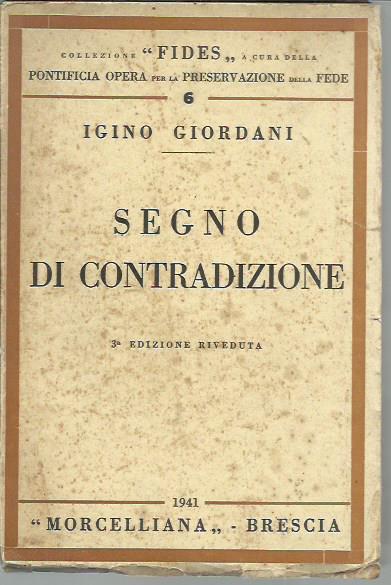 Segno di contradizione - Igino Giordani - copertina