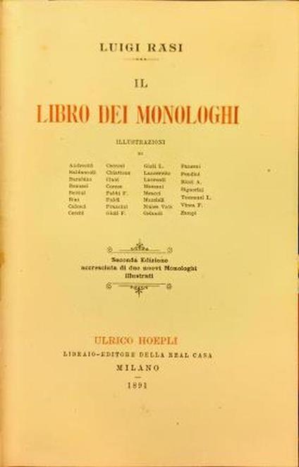 Il libro dei monologhi - Luigi Rasi - copertina