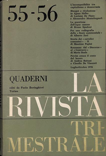 Quaderni della Rivista Trimestrale. N. 55-56, Luglio-Ottobre 1978 - Mario Reale - copertina