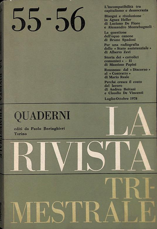 Quaderni della Rivista Trimestrale. N. 55-56, Luglio-Ottobre 1978 - Mario Reale - copertina