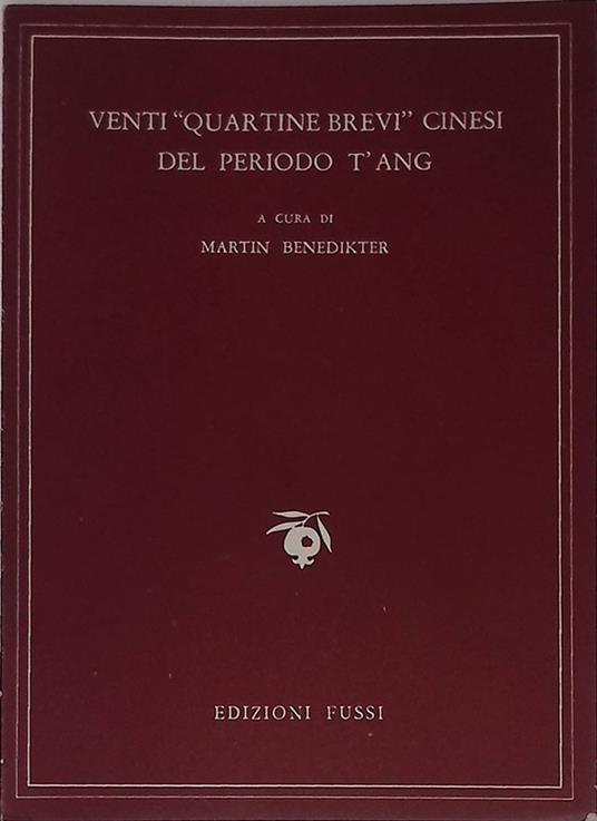 Venti quartine brevi cinesi del periodo T'ang - copertina