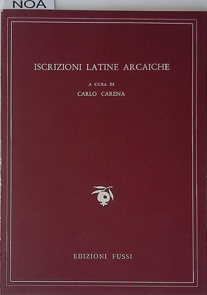 Iscrizioni latine arcaiche - copertina