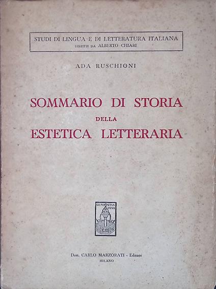 Sommario di storia della estetica letteraria - Ada Ruschioni - copertina