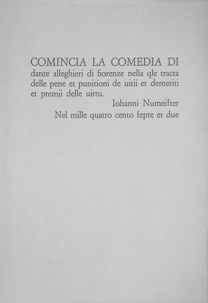 La Comedia di Dante Alleghieri. Foligno 1472 - copertina