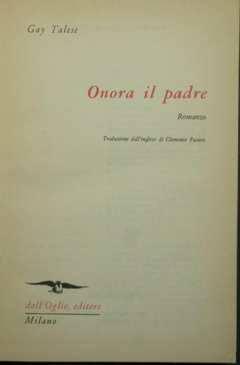 Onora il padre - Gay Talese - copertina