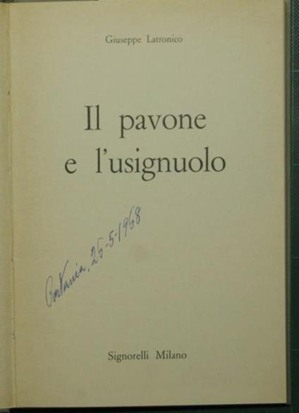 Il pavone e l'usignolo - Giuseppe Latronico - copertina