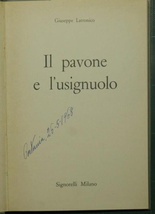 Il pavone e l'usignolo - Giuseppe Latronico - copertina