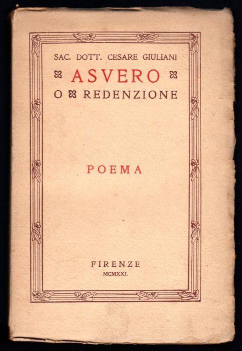 Asvero o redenzione. Poema - Cesare Felice Giuliani - copertina