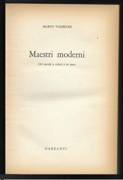 Maestri moderni - Marco Valsecchi - copertina