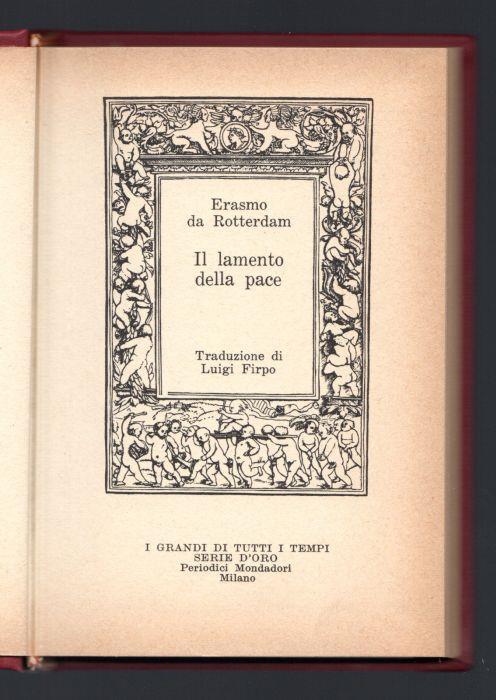 Il lamento della Pace - Erasmo da Rotterdam - copertina