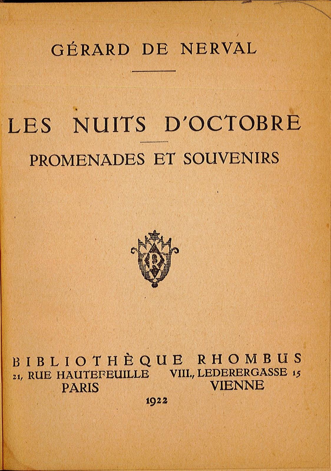 Les nuits d'octobre - Promenades et souvenirs