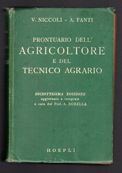 Prontuario dell'agricoltore e del tecnico agrario - V. Niccoli - copertina