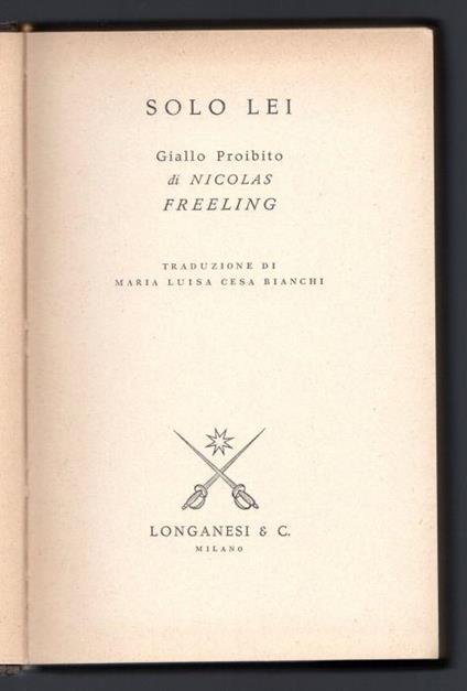 Solo lei - Nicolas Freeling - copertina