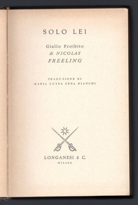 Solo lei - Nicolas Freeling - copertina