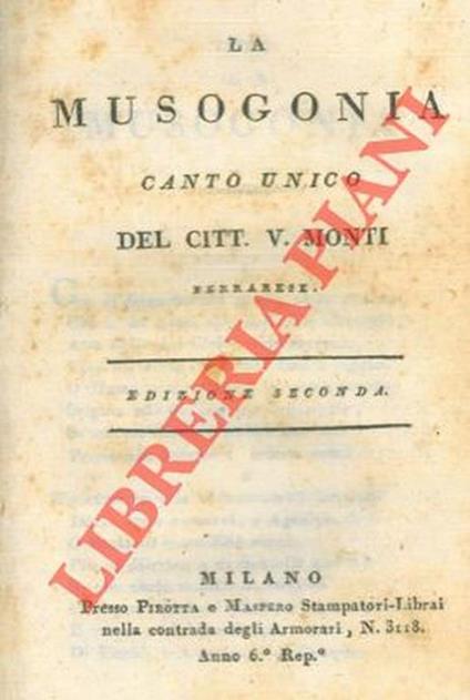La Musogonia. Canto unico - Vincenzo Monti - copertina