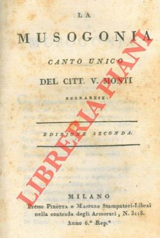 La Musogonia. Canto unico - Vincenzo Monti - copertina