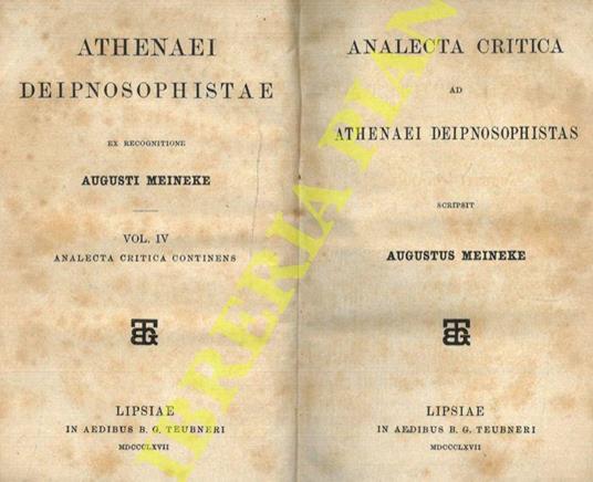 Athenaei Deipnosophistae e recognitione Augusti Meineke - Ateneo di Naucrati - copertina