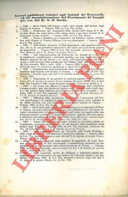 Lavori pubblicati relativi agli Istituti de' Trovatelli ed all'Amministrazione del Patrimonio de' Luoghi Pii, ecc - Giandomenico Nardo - copertina