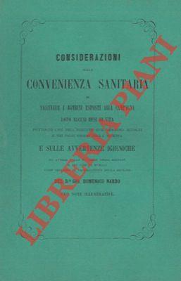 Considerazioni sulla convenienza sanitaria di vaccinare i bambini esposti alla campagna dopo alcuni mesi di vita piuttosto che nell'istituto ove vengono accolti e nei primi giorni della nascita e sulle avvertenze igieniche da aversi nelle balierie de