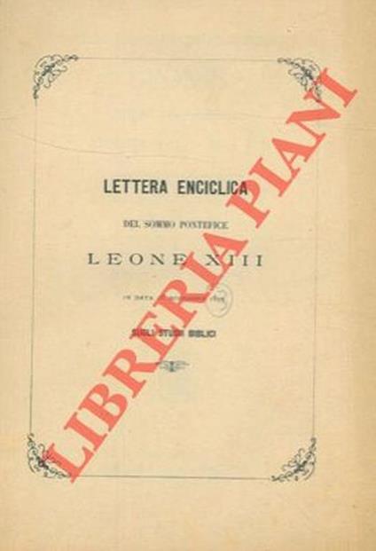 Litterae encyclicae de studiis scripturae sacrae - Leone XIII - copertina