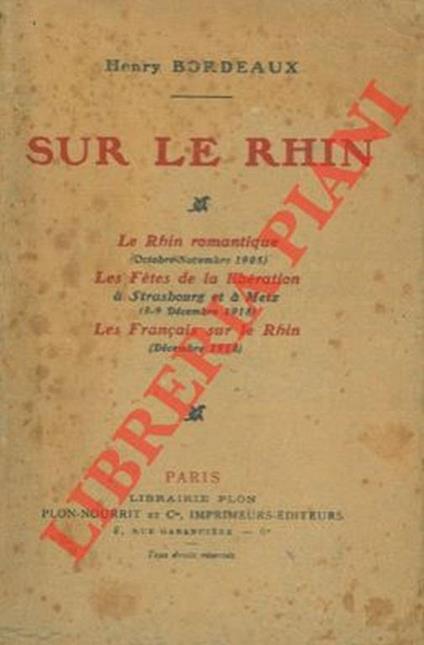 Sur le Rhin - Henry Bordeaux - copertina