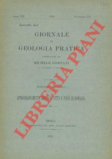Approvigionamento idrico di città e paesi di Romagna - Domenico Sangiorgi - copertina