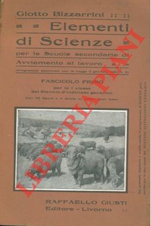 Elementi di scienze per le Scuole secondarie di Avviamento al lavoro - Giotto Bizzarrini - copertina