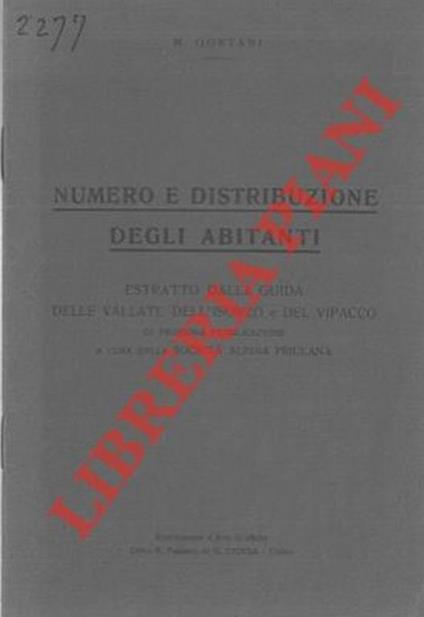 Numero e distribuzione degli abitanti - Michele Gortani - copertina