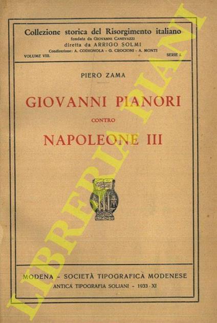 Giovanni Pianori contro Napoleone III - Piero Zama - copertina