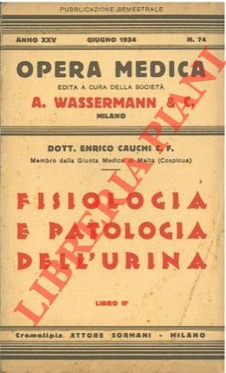 Fisiologia e patologia dell'urina - Enrico Cauchi - copertina