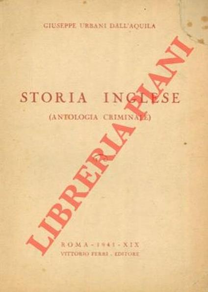 Storia inglese (Antologia criminale) - Giuseppe Urbani Dall'Aquila - copertina