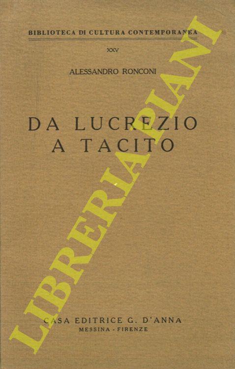 Da Lucrezio a Tacito - Alessandro Ronconi - copertina