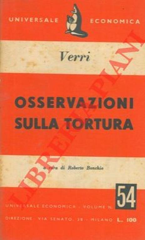 Osservazioni sulla tortura - Pietro Verri - copertina