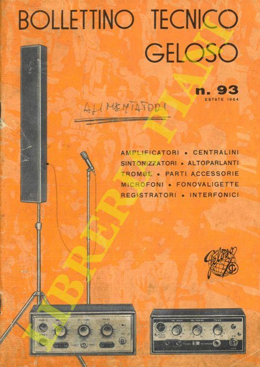 Bollettino tecnico Geloso n° 93 - 99 - 100 - 102 - 110/111 -112/113 - 115/116 - Carlo Geloso - copertina