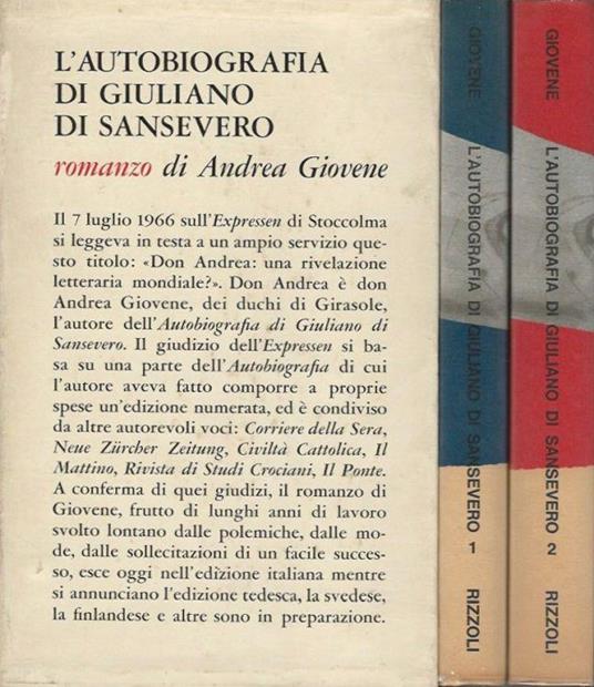 L' autobiografia di Giuliano di Sansevero - Andrea Giovene - copertina