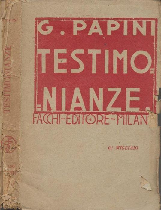 Testimonianze - Giovanni Papini - copertina