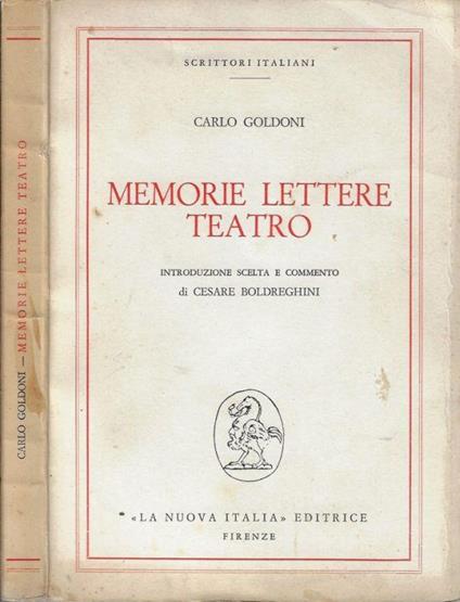 Memorie lettere teatro - Carlo Goldoni - copertina