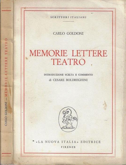 Memorie lettere teatro - Carlo Goldoni - copertina