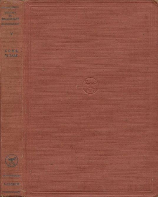 Come vi pare - William Shakespeare - copertina