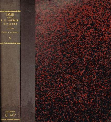 Annali della R.Scuola Normale Superiore di Pisa. Lettere, storia e filosofia. Volume IV, serie II, 1935 - Evaristo Breccia - copertina