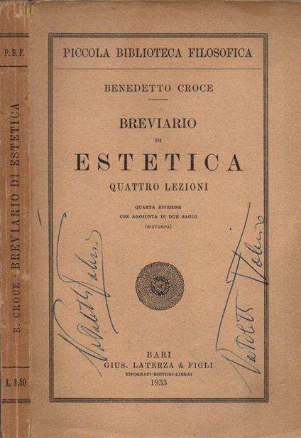 Breviario di Estetica - Benedetto Croce - copertina