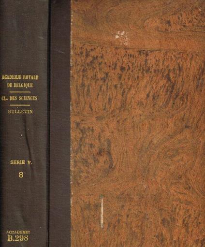 Bulletin de la classe des sciences. 5e serie tome VIII, 1922 - copertina