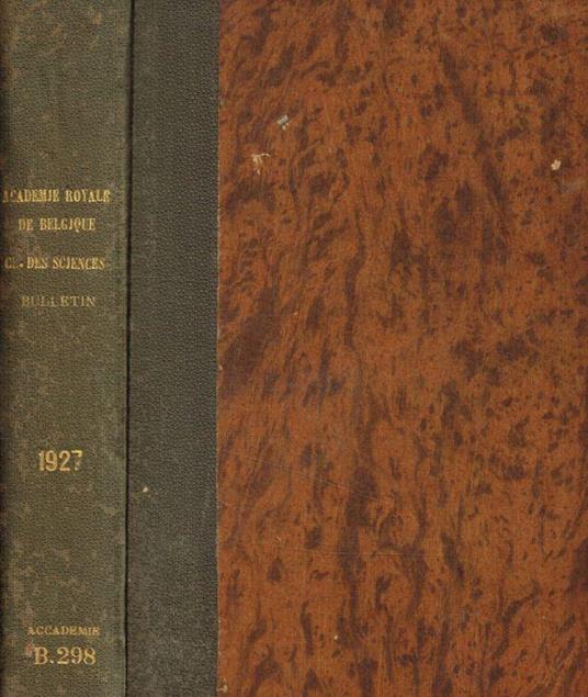 Bulletin de la classe des sciences 5e serie tome XIII 1927 - copertina