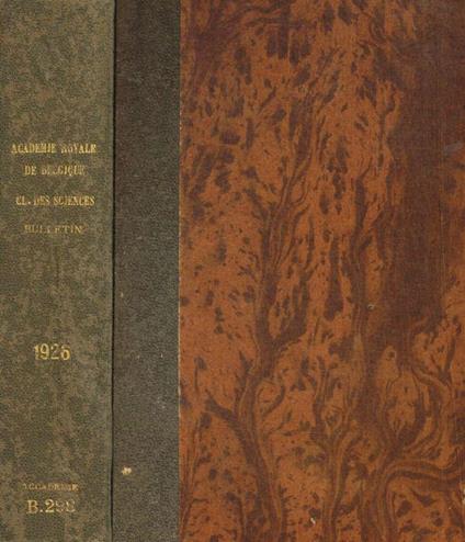 Bulletin de la classe des sciences. 5e serie tome XII, 1926 - copertina