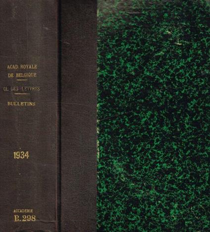 Bulletin de la classe des sciences. 5e serie tome XX, 1934 - copertina