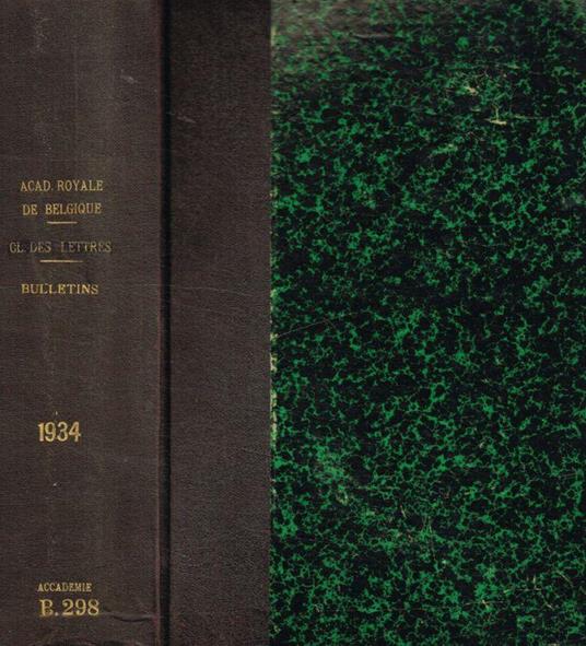 Bulletin de la classe des sciences. 5e serie tome XX, 1934 - copertina