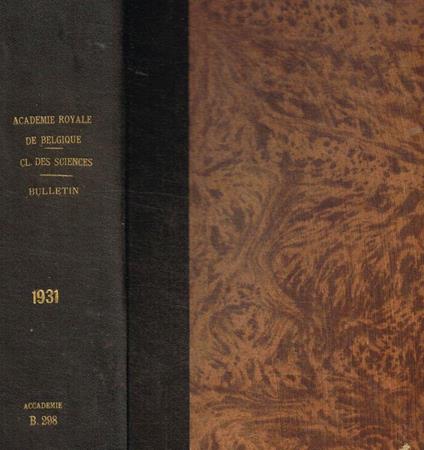 Bulletin de la classe des sciences. 5e serie tome XVII, 1931 - copertina